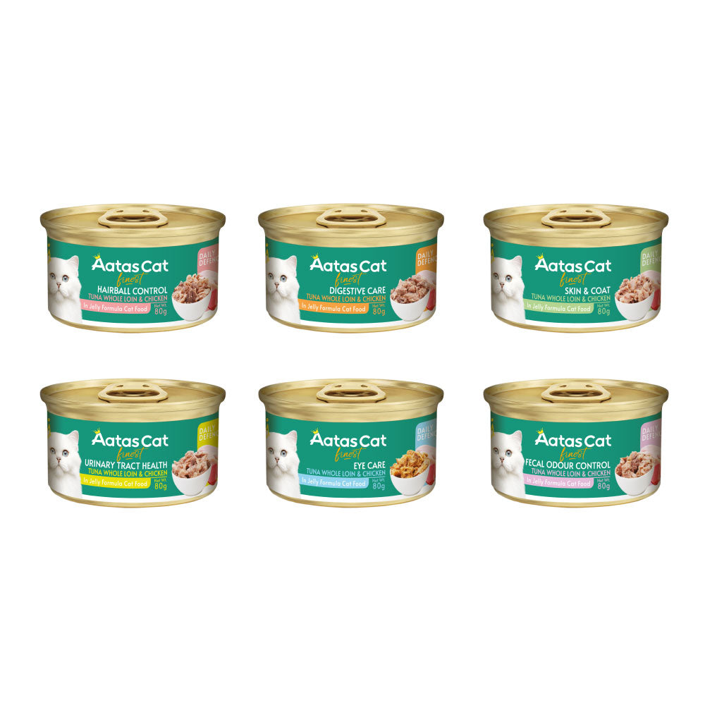 アタス Aatas キャットフード デイリーディフェンス ツナ&チキン ユリナリー 80g×24缶【送料無料】