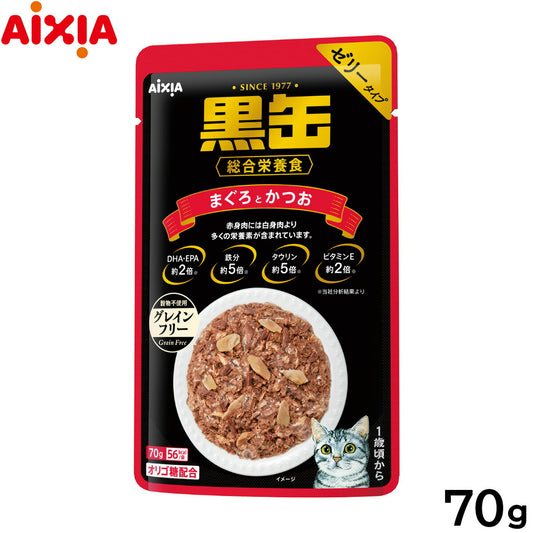 アイシア キャットフード 黒缶パウチ まぐろとかつお 70g 猫缶