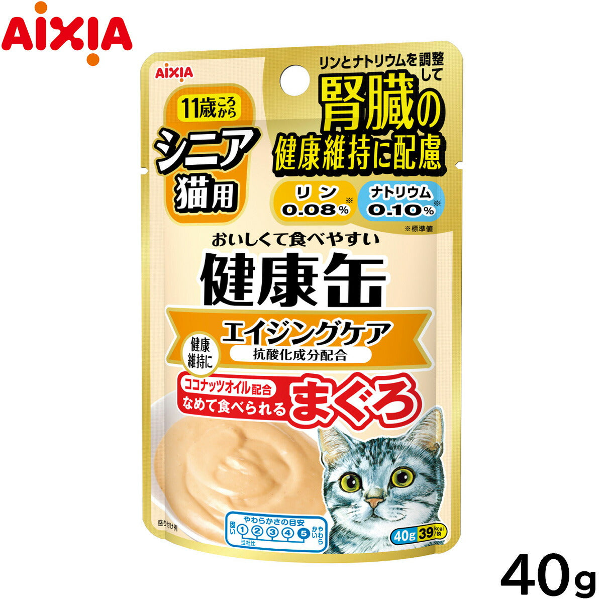 アイシア キャットフード 健康缶パウチ シニア猫用 エイジングケア 40g 猫缶