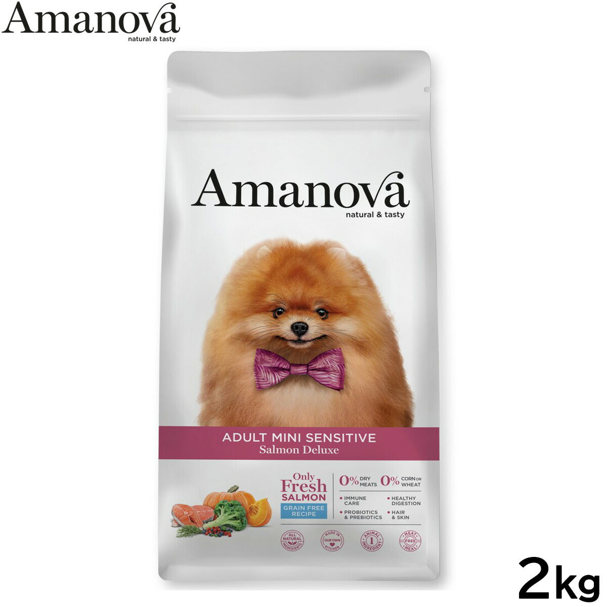 アマノバ Amanova ドッグフード アダルト ミニ センシティブ サーモン デラックス ドライフード 成犬用 小粒 2kg