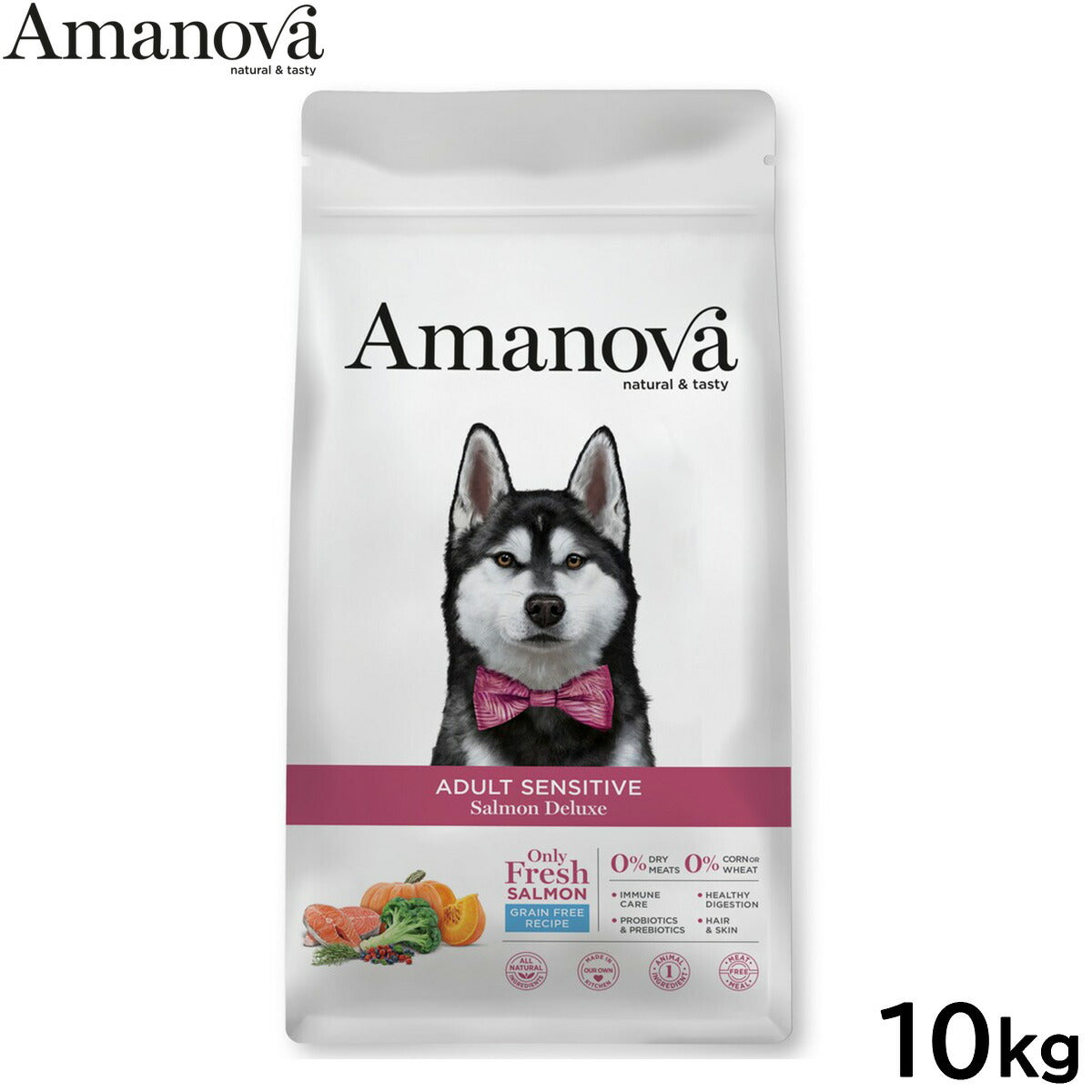 アマノバ Amanova ドッグフード アダルト センシティブ サーモン デラックス ドライフード 成犬用 中粒 10kg