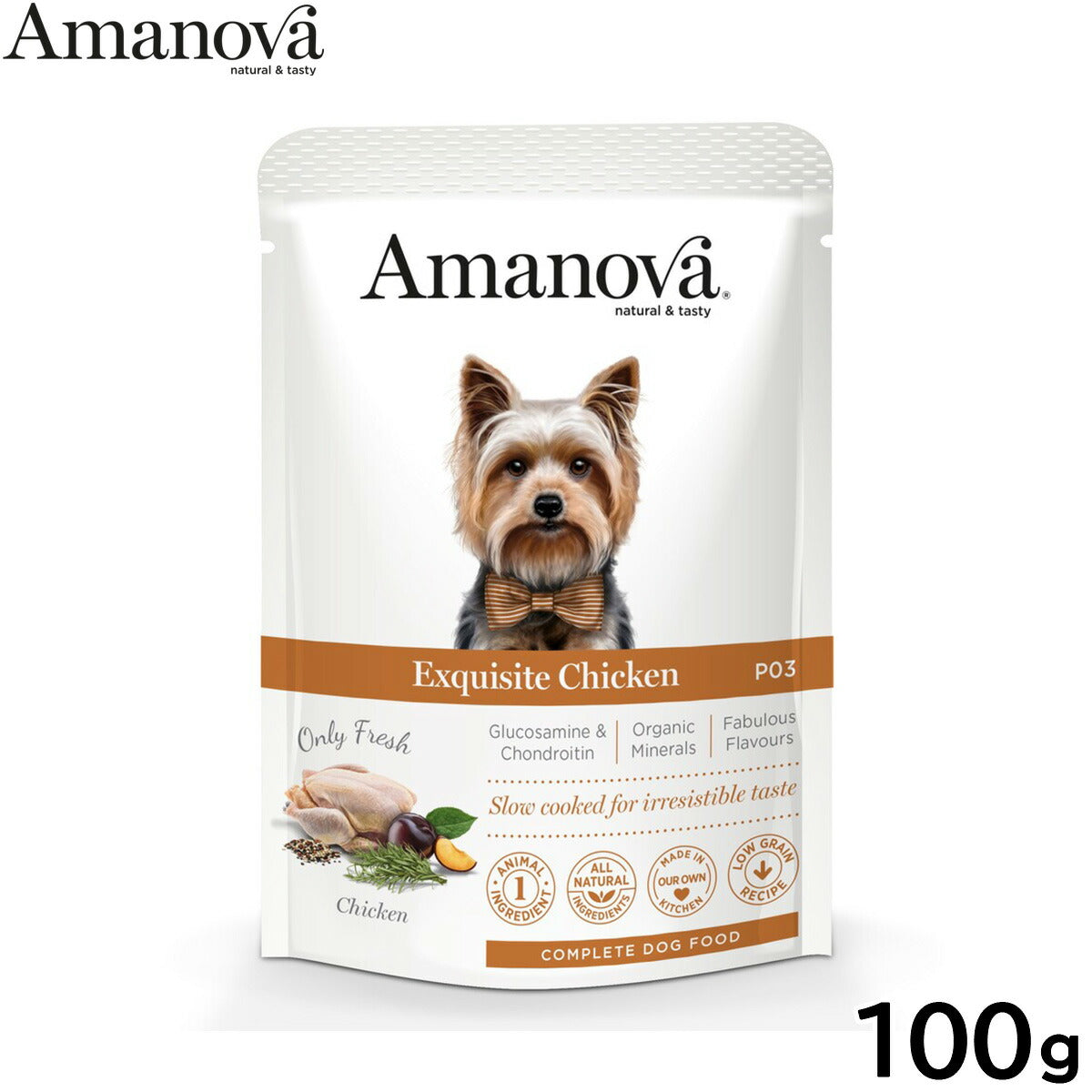 アマノバ Amanova ドッグフード パウチ アダルト エクスクイジット チキン ウェットフード 成犬用 100g