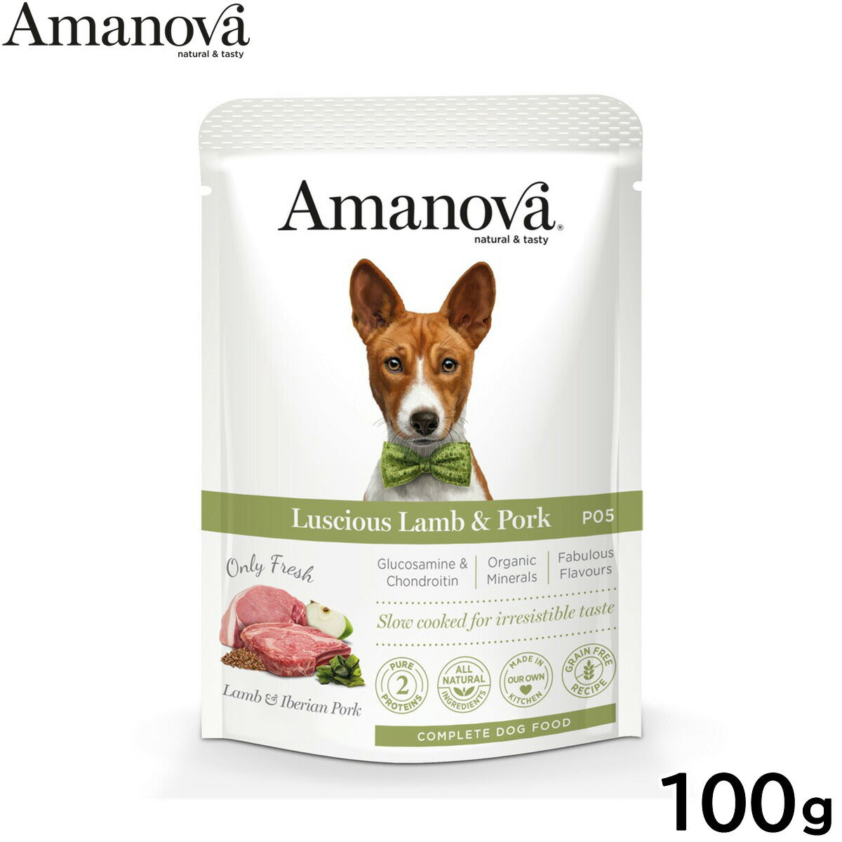 アマノバ Amanova ドッグフード パウチ アダルト ラシャス ラム アンド ポーク ウェットフード 成犬用 100g