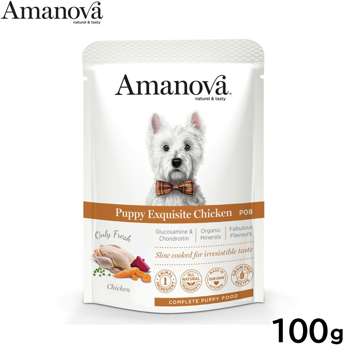 アマノバ Amanova ドッグフード パウチ パピー エクスクイジット チキン ウェットフード 子犬用 100g