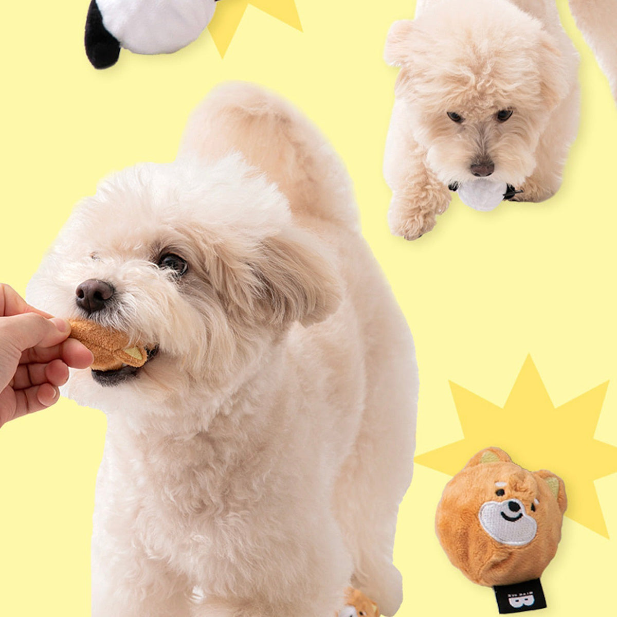バイトミー BITE ME 犬のボールおもちゃ 2個入(白いわんちゃん、茶色のわんちゃん:各1個)