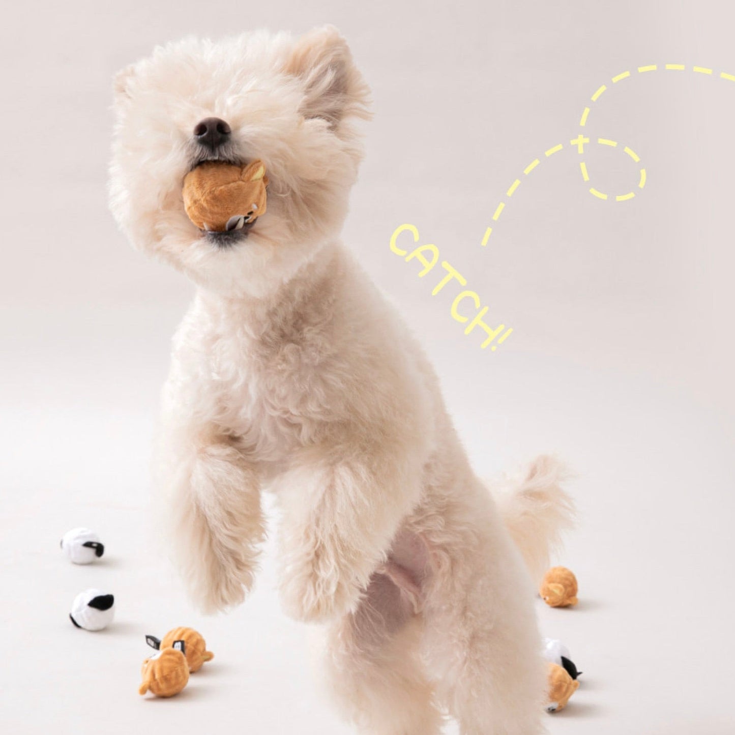 バイトミー BITE ME 犬のボールおもちゃ 2個入(白いわんちゃん、茶色のわんちゃん:各1個)