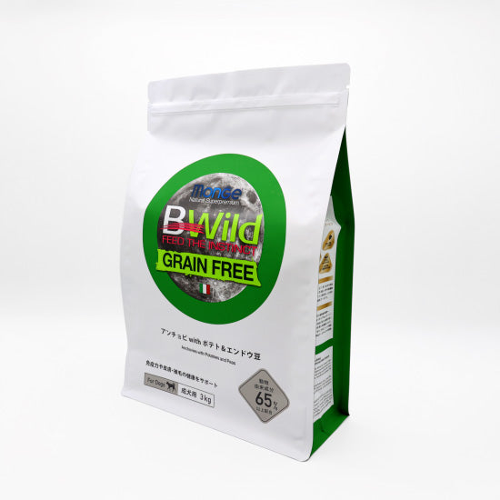 ビーワイルド B Wild ドッグフード アンチョビ with ポテト&エンドウ豆 グレインフリー 3kg