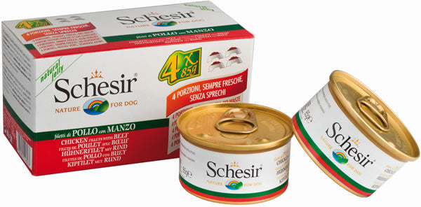 Schesir(シシア)ドッグシリーズ マルチパック チキン&ビーフ 85g×4缶×6個セット