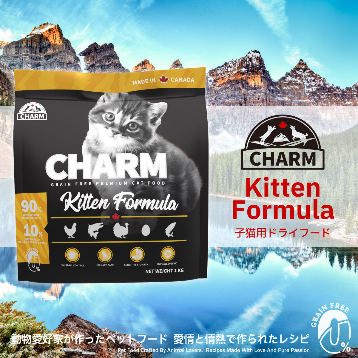 チャーム CHARM キャットフード キトゥン 子猫用 穀物不使用 1kg×12個セット