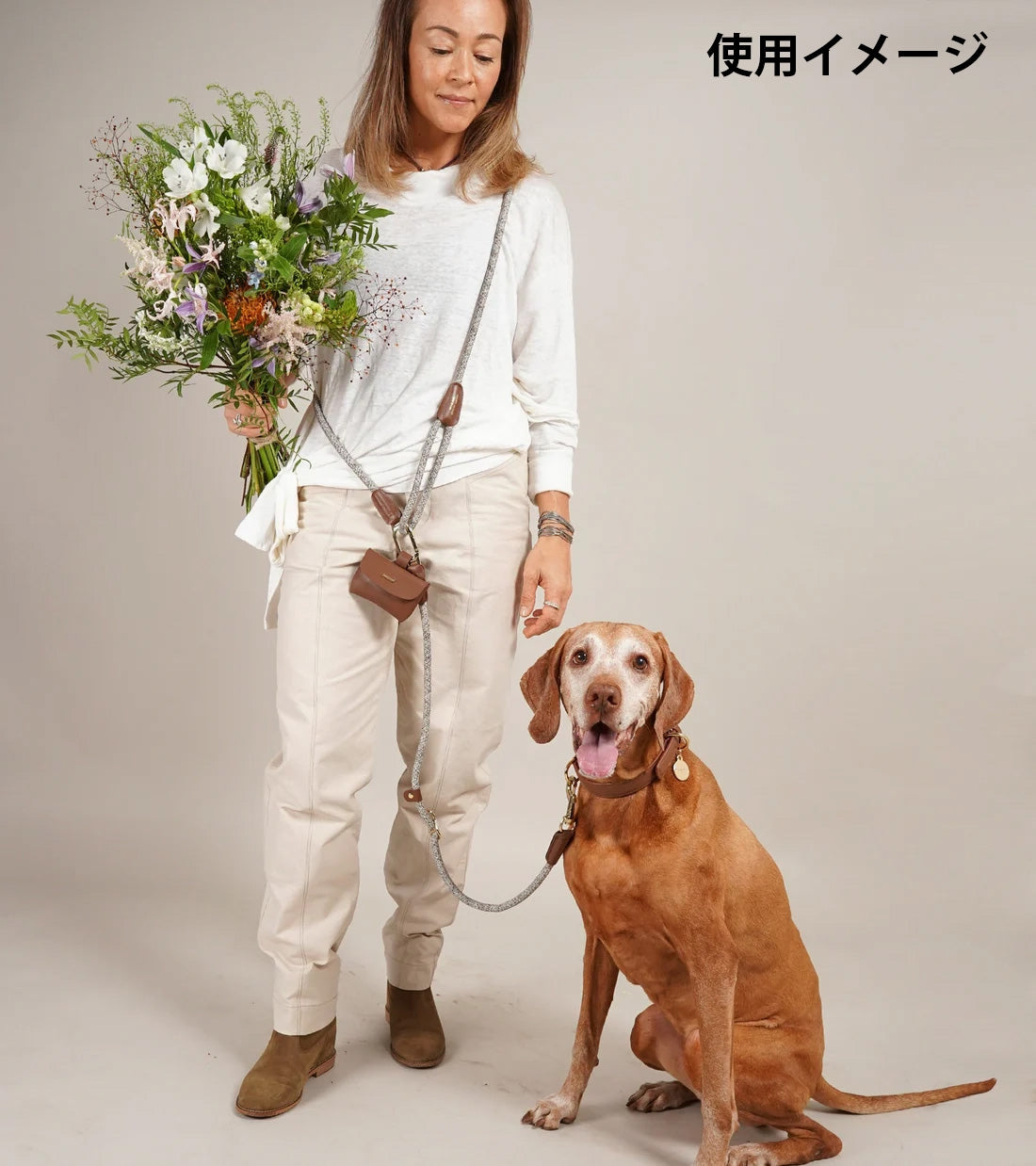 ハイファイブドッグ HIGH5DOGS メトロポリタンコレクション ハンズフリーリーシュ 9mm ベージュ/ゴールド【送料無料】