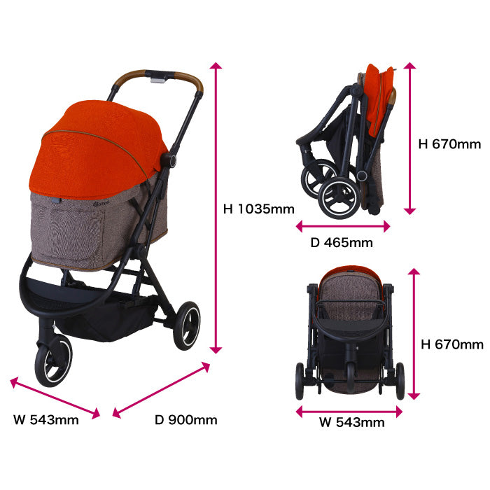 コムペット ペットカート ルルテイル キラウエアレッド×グレージュ