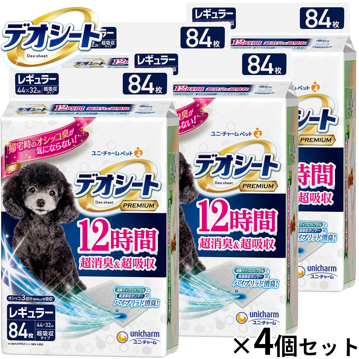 ユニ チャーム デオシート Premium 12時間超消臭&超吸収 レギュラー 84枚入×4個セット【送料無料】