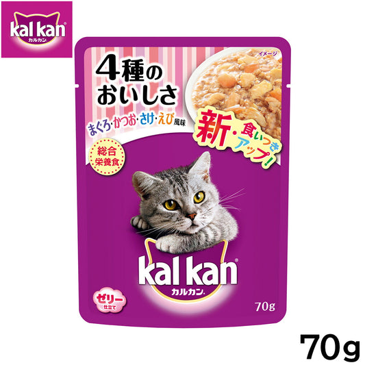 カルカン キャットフード パウチ 成猫用 4種のおいしさ まぐろ・かつお・さけ・えび風味 70g パテ ペースト