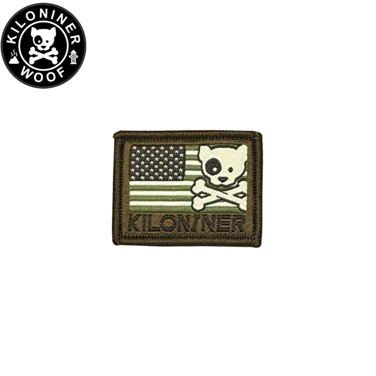 KILONINER キロナイナー カスタマイズ用パッチ Mini Freedom Crossbones Dog and Logo Patch Tan/Green