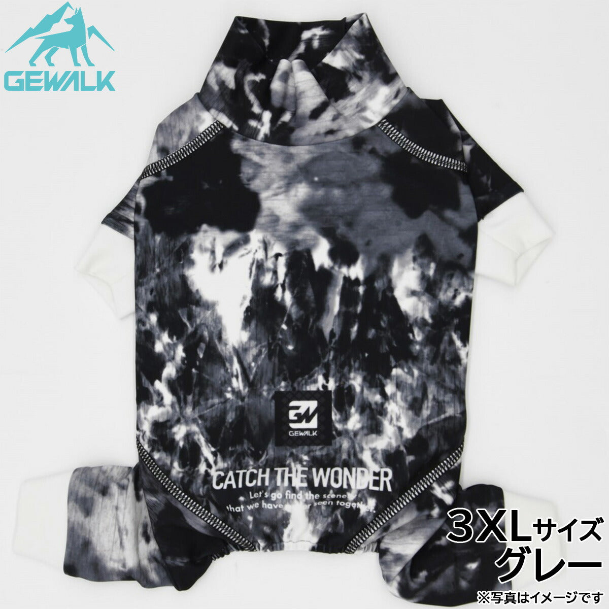 ジウォーク GEWALK マーブル プリント プロテクト ストレッチ ロンパース 3XL グレー