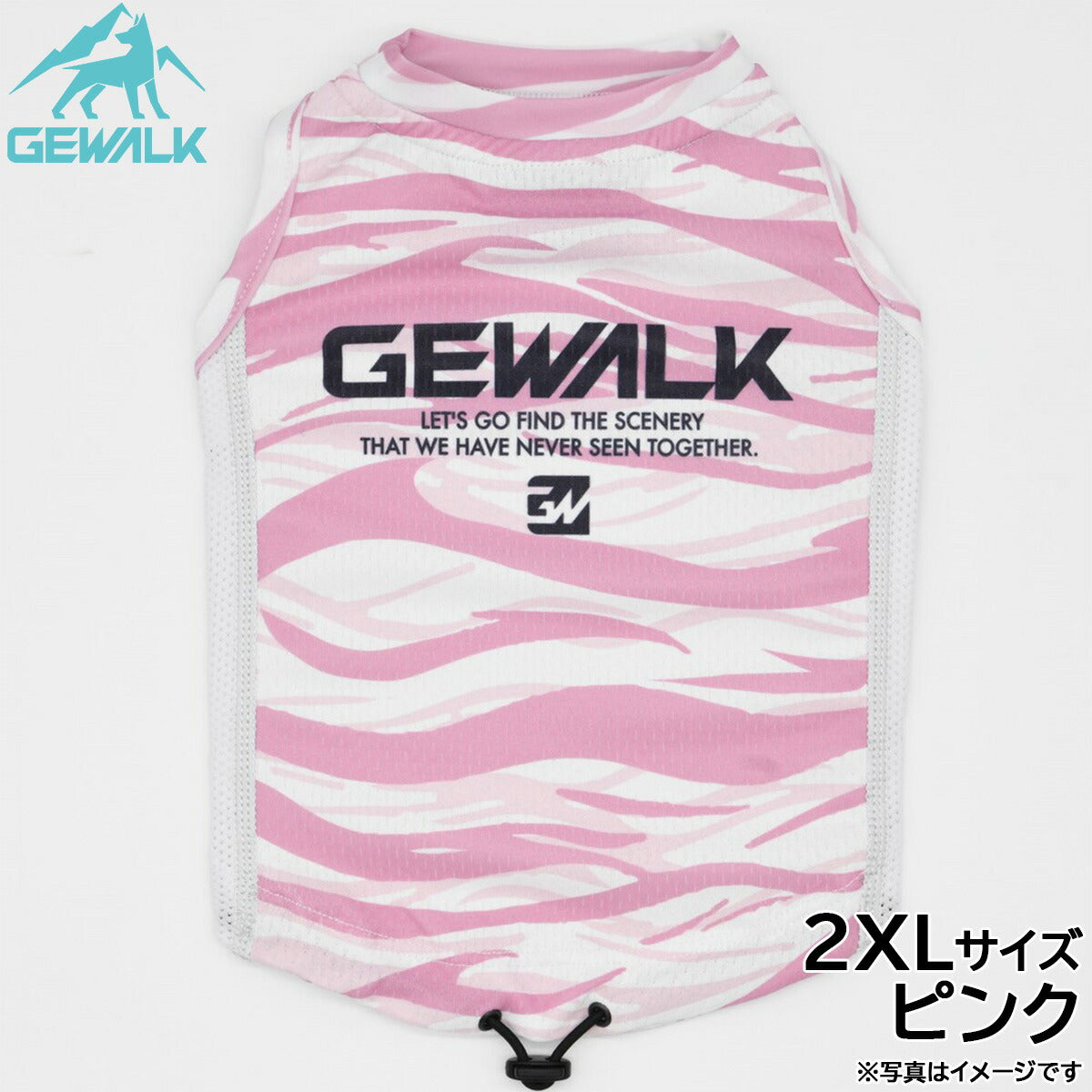 ジウォーク GEWALK ウェーブ プリント アクティブ クーリング タンクトップ 2XL ピンク