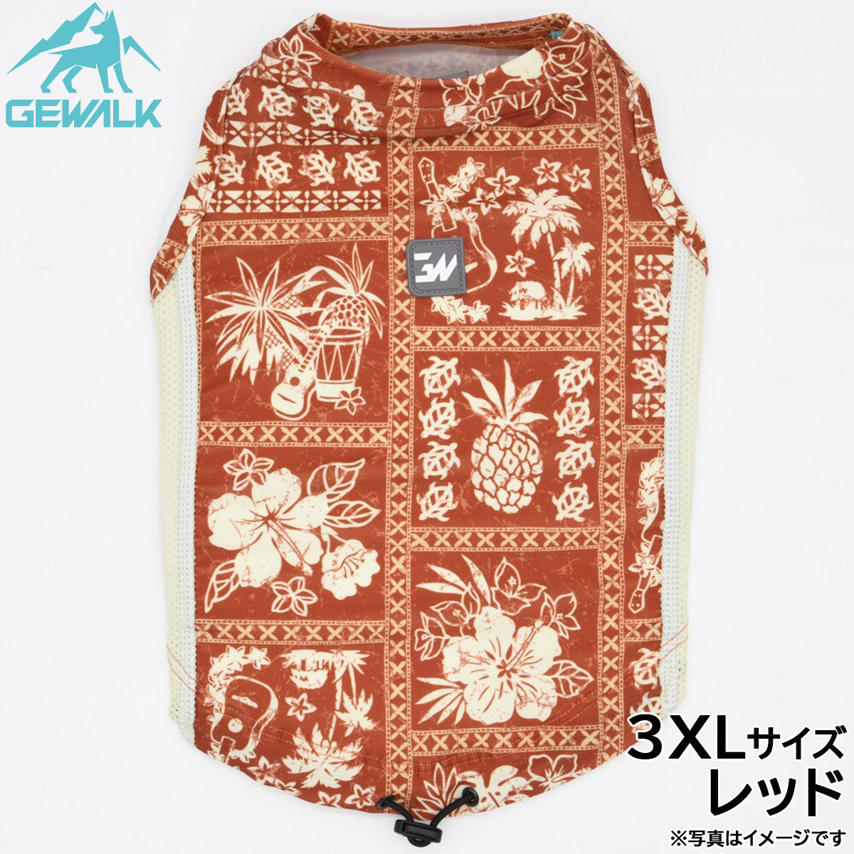 ジウォーク GEWALK ハワイアン パッチワーク プリント アクティブ サンシェード タンクトップ 3XL レッド