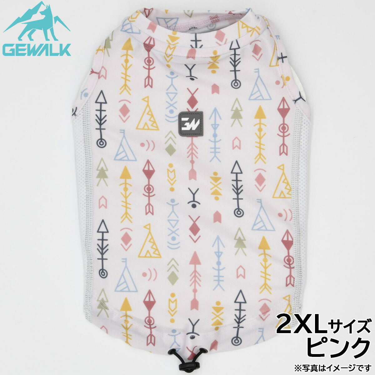 ジウォーク GEWALK ネイティブアメリカン プリント アクティブ サンシェード タンクトップ 2XL ピンク