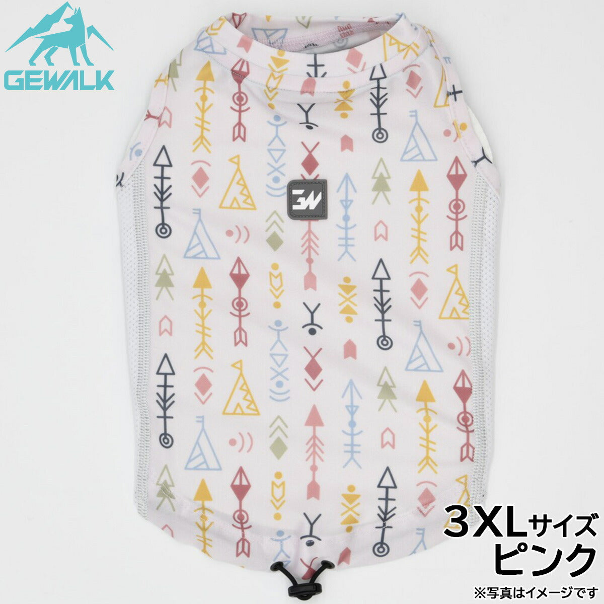 ジウォーク GEWALK ネイティブアメリカン プリント アクティブ サンシェード タンクトップ 3XL ピンク