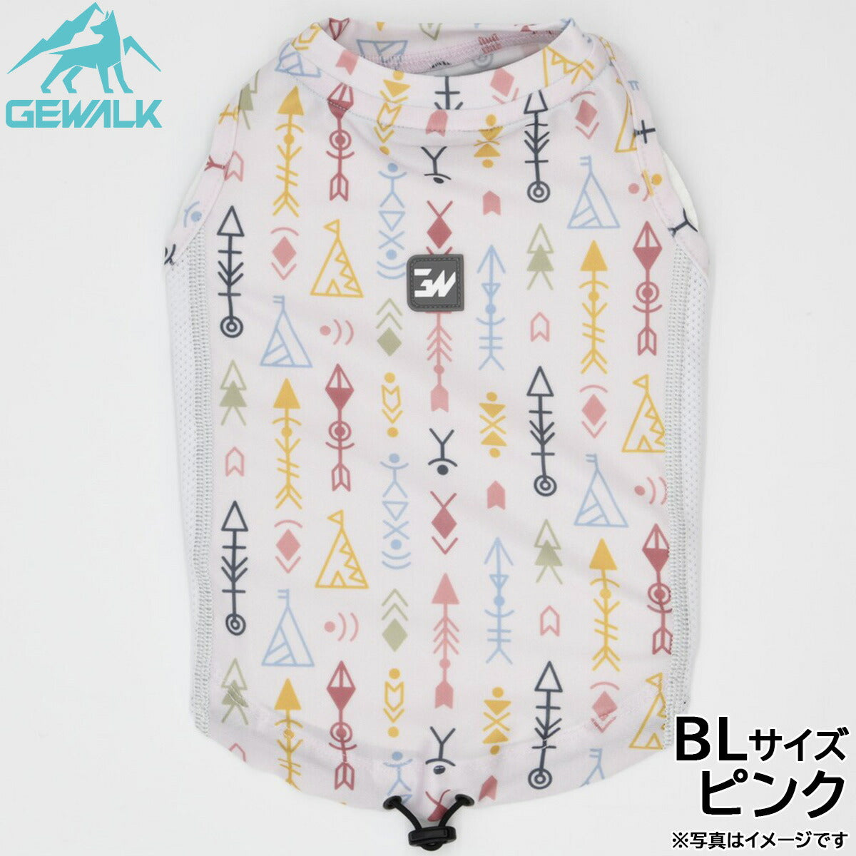 ジウォーク GEWALK ネイティブアメリカン プリント アクティブ サンシェード タンクトップ BL ピンク
