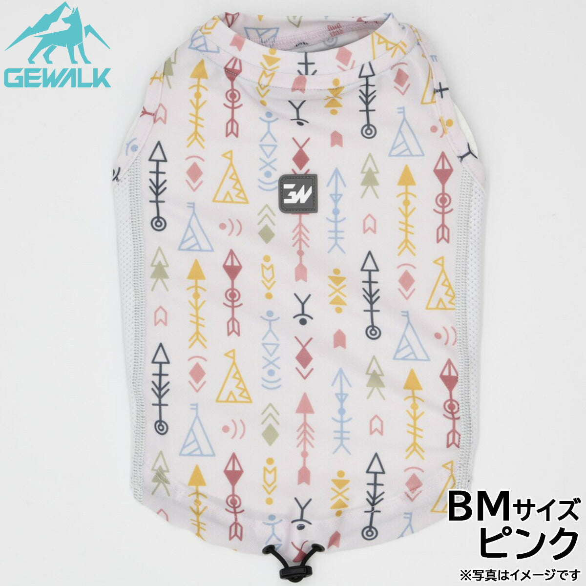 ジウォーク GEWALK ネイティブアメリカン プリント アクティブ サンシェード タンクトップ BM ピンク