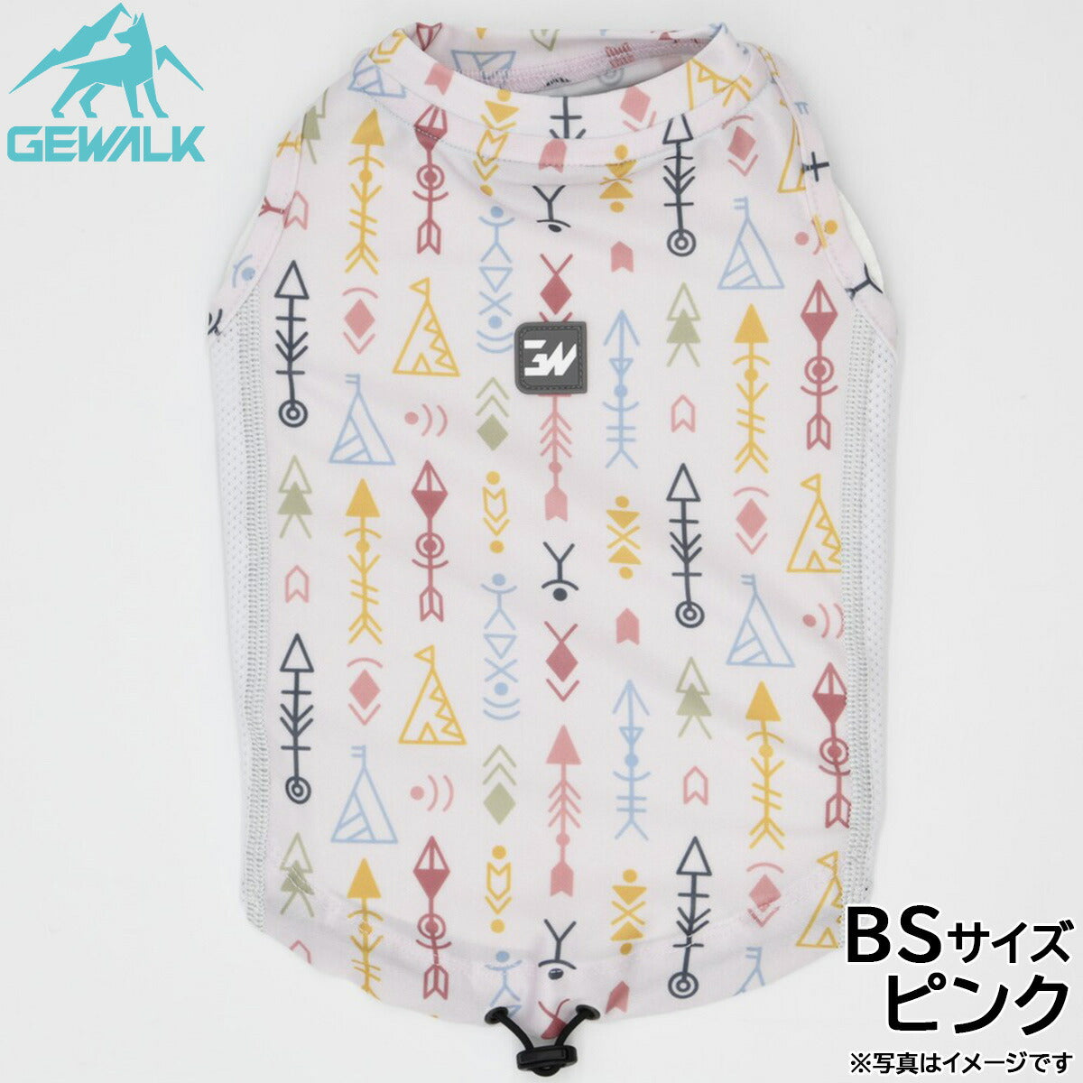 ジウォーク GEWALK ネイティブアメリカン プリント アクティブ サンシェード タンクトップ BS ピンク