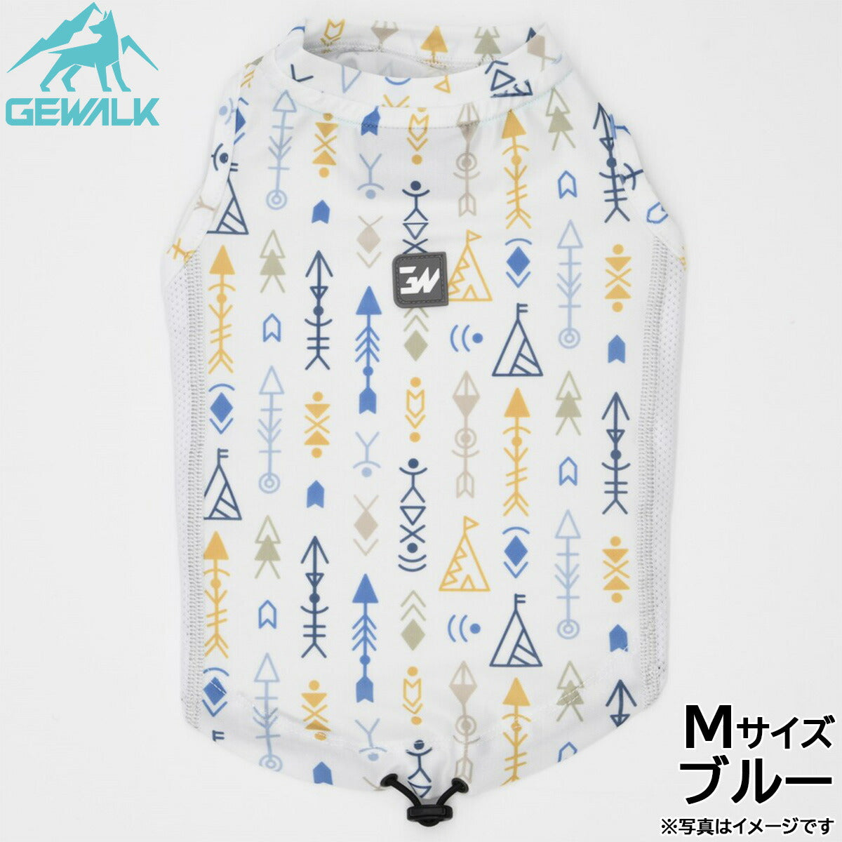 ジウォーク GEWALK ネイティブアメリカン プリント アクティブ サンシェード タンクトップ M ブルー