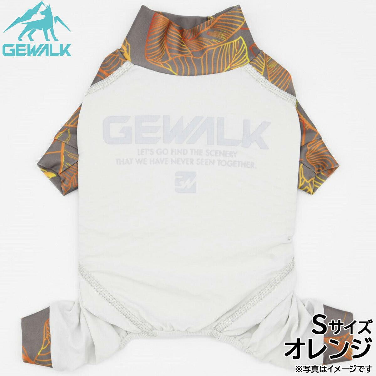 ジウォーク GEWALK リーフ プリント マイナス フリージング ロンパース S オレンジ