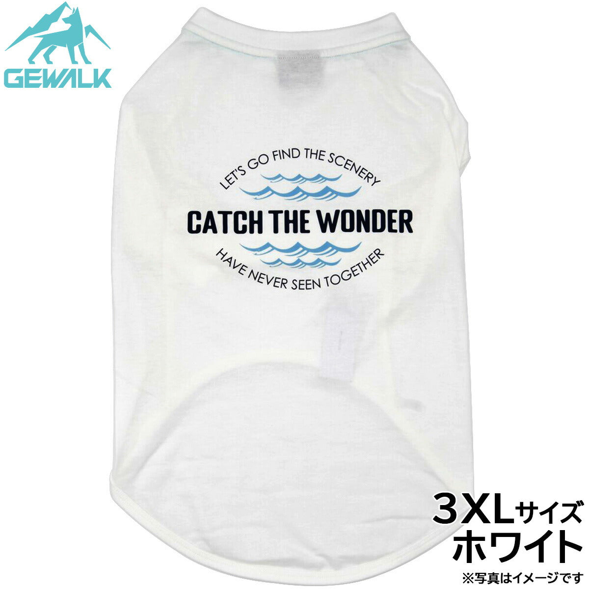 ジウォーク GEWALK センター ウェーブ プリント グラフィック Tシャツ 3XL ホワイト