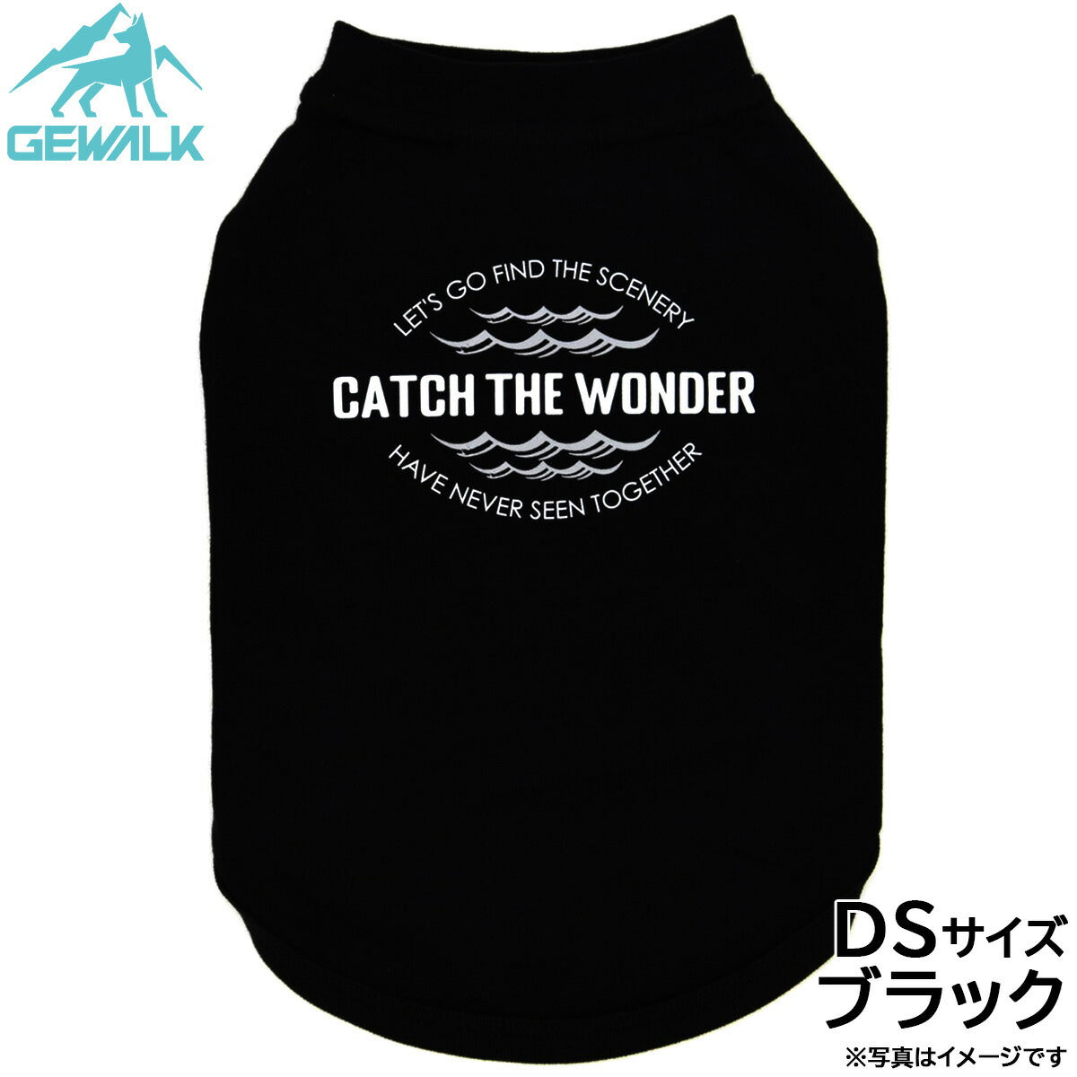 ジウォーク GEWALK センター ウェーブ プリント グラフィック Tシャツ DS ブラック