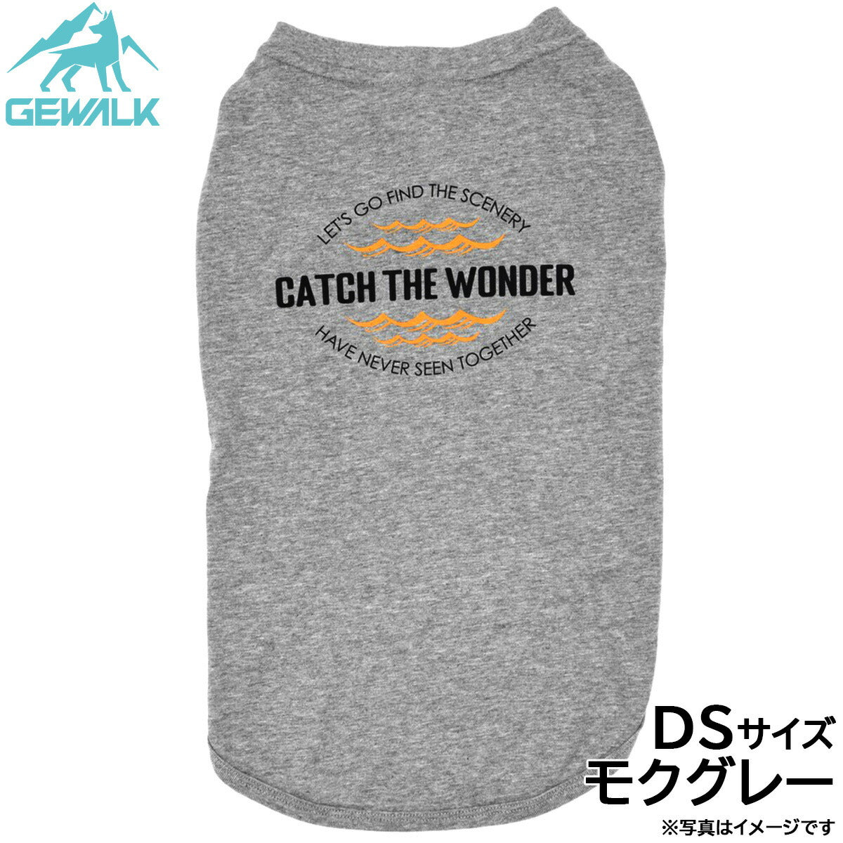 ジウォーク GEWALK センター ウェーブ プリント グラフィック Tシャツ DS モクグレー