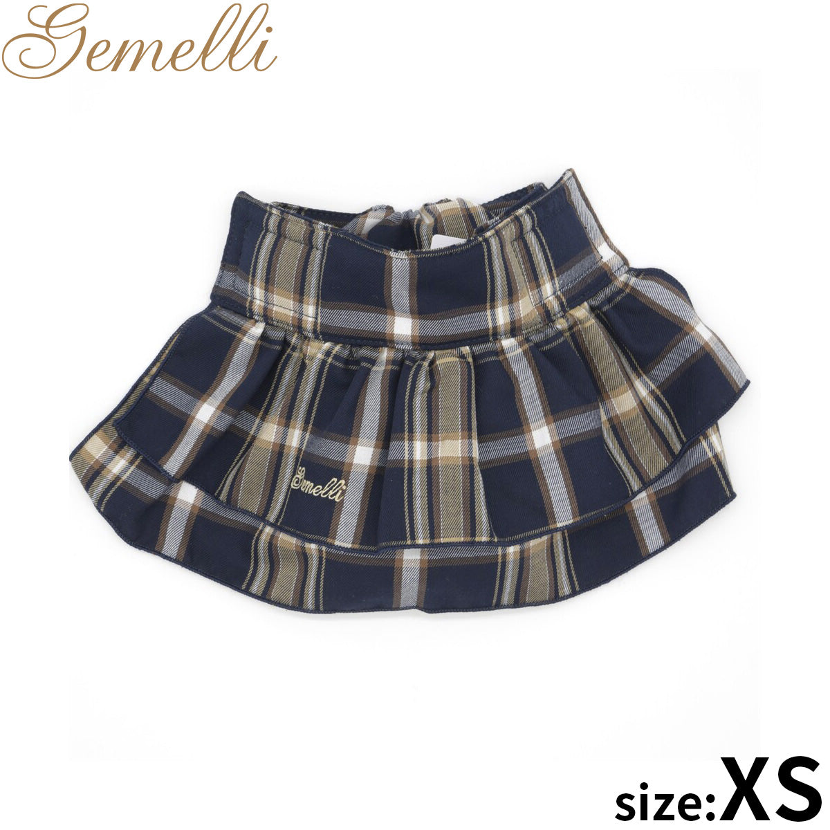 ジェメリ Gemelli タータンチェックマナースカート XS ネイビー