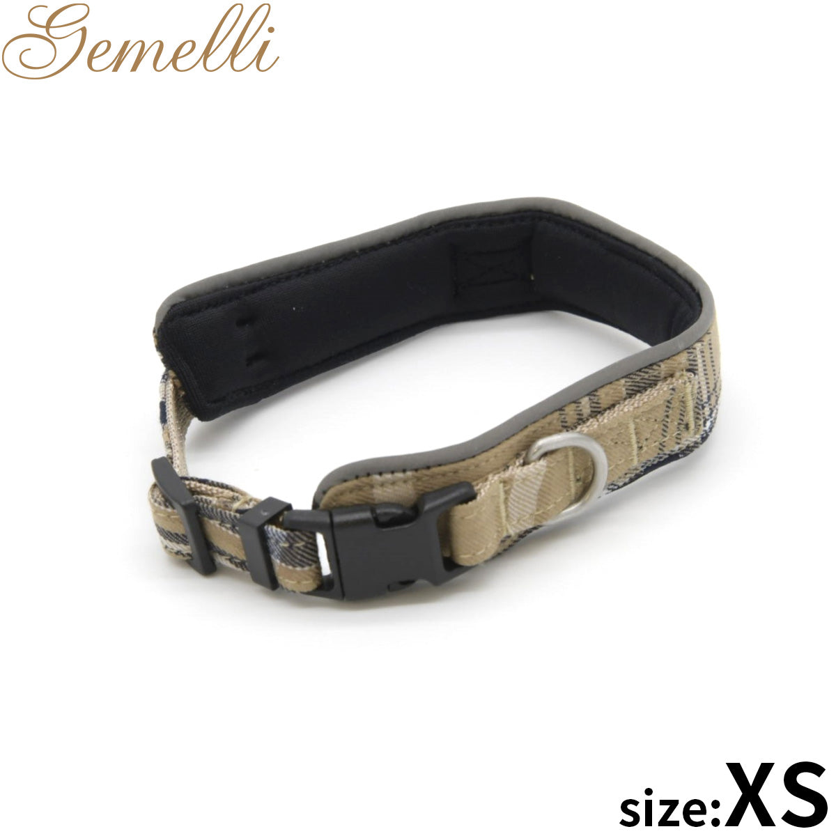 ジェメリ Gemelli タータンチェックカラー(首輪) XS ベージュ