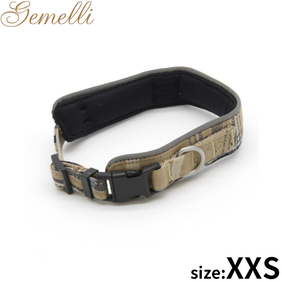 ジェメリ Gemelli タータンチェックカラー(首輪) XXS ベージュ