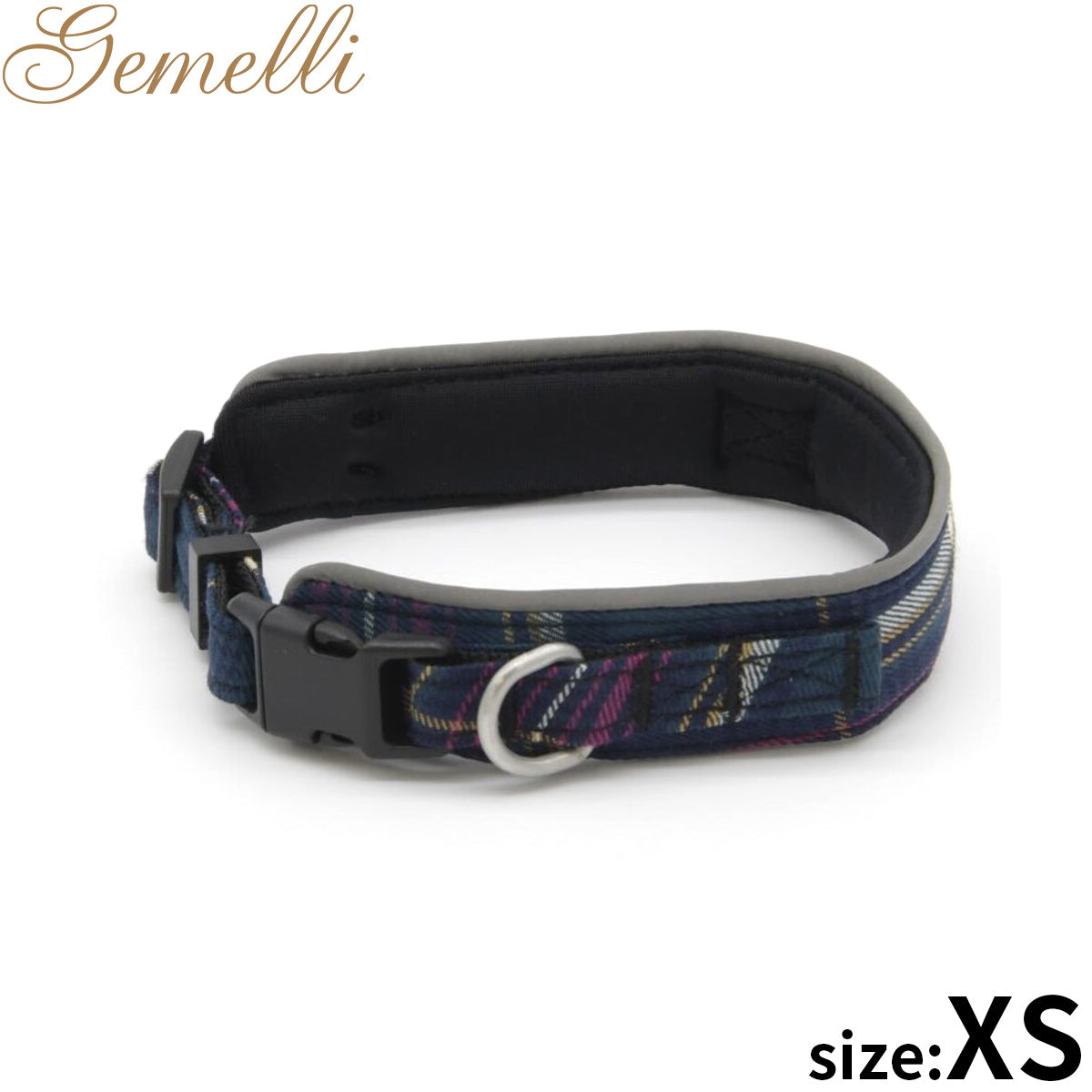 ジェメリ Gemelli クラシカルチェックカラー(首輪) XS ダークグリーン