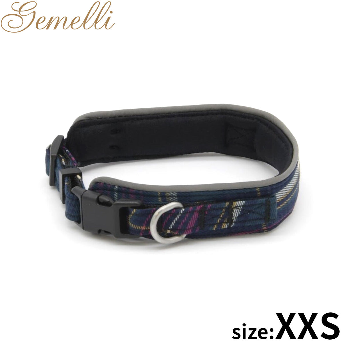 ジェメリ Gemelli クラシカルチェックカラー(首輪) XXS ダークグリーン