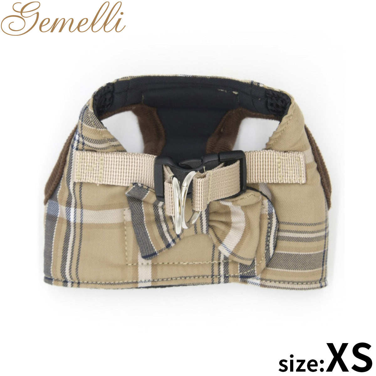 ジェメリ Gemelli タータンチェックハーネス XS ベージュ