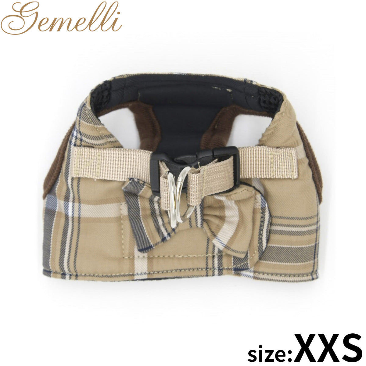 ジェメリ Gemelli タータンチェックハーネス XXS ベージュ