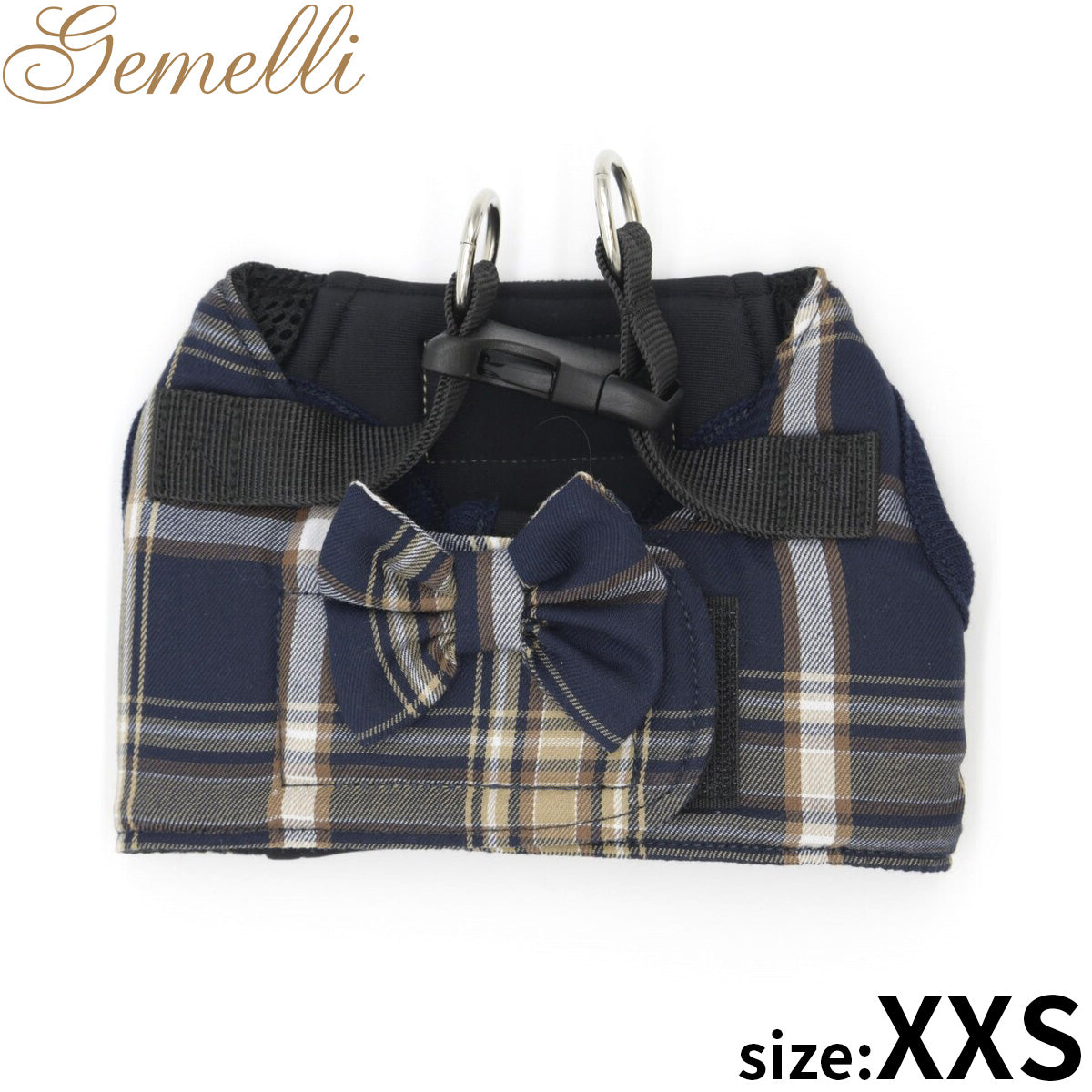 ジェメリ Gemelli タータンチェックハーネス XXS ネイビー
