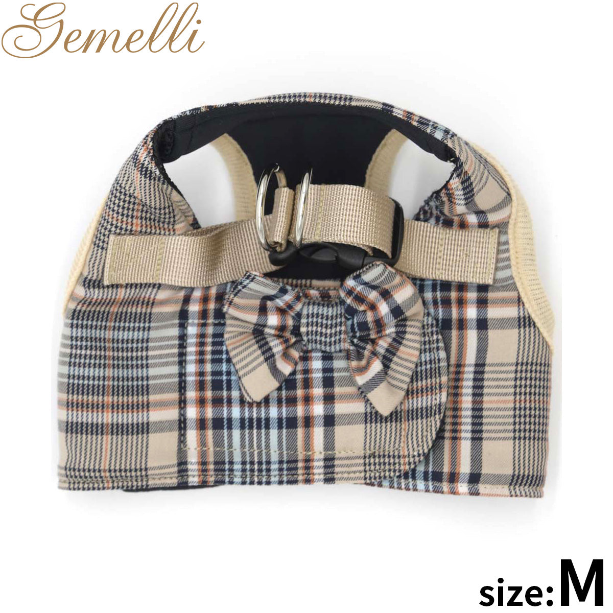 ジェメリ Gemelli クラシカルチェックハーネス M ベージュ