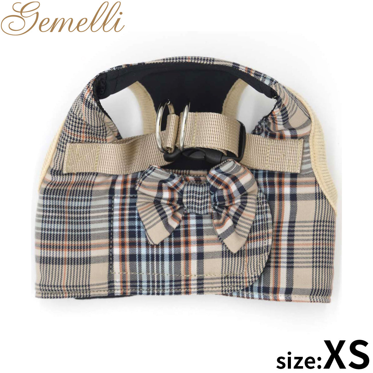 ジェメリ Gemelli クラシカルチェックハーネス XS ベージュ