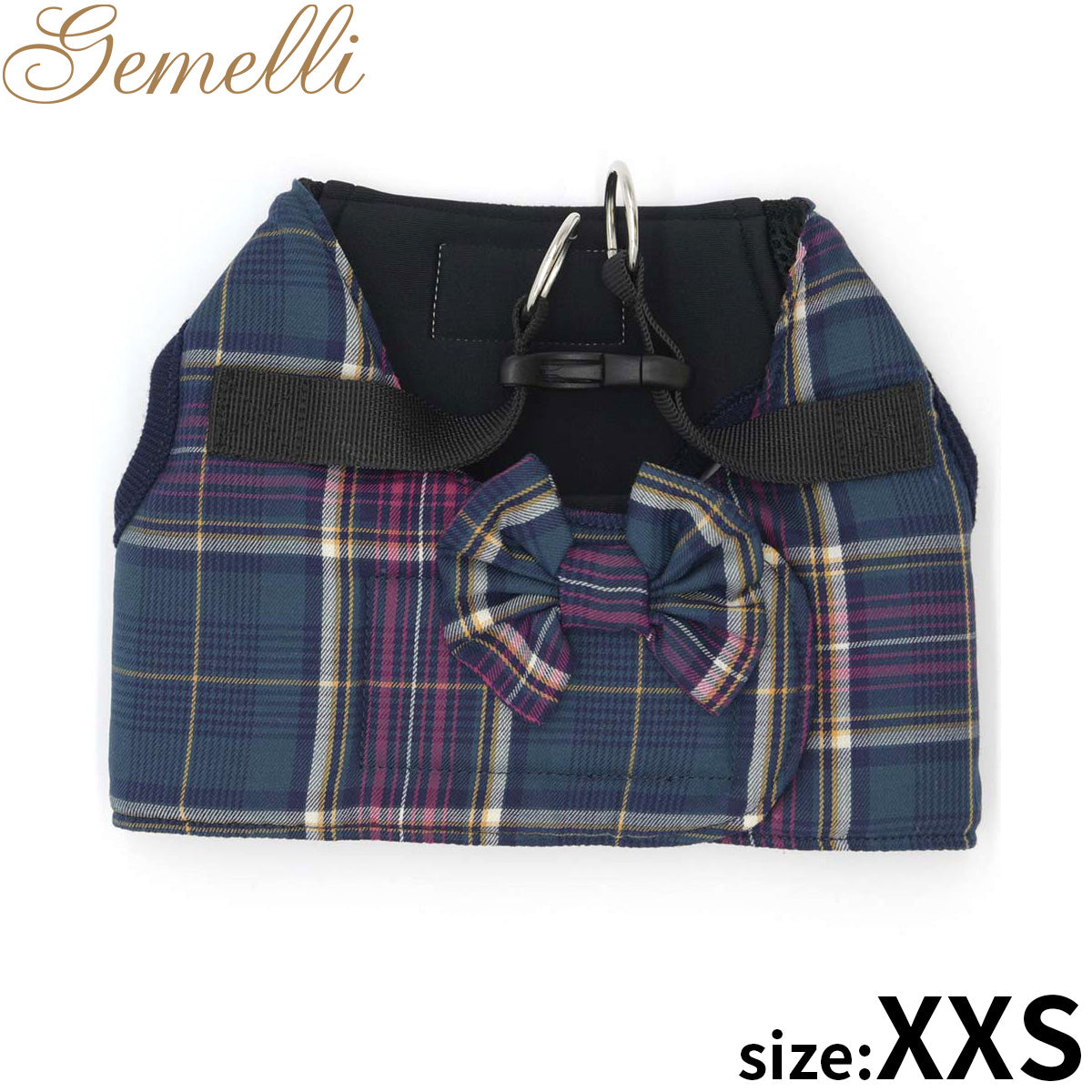 ジェメリ Gemelli クラシカルチェックハーネス XXS ダークグリーン