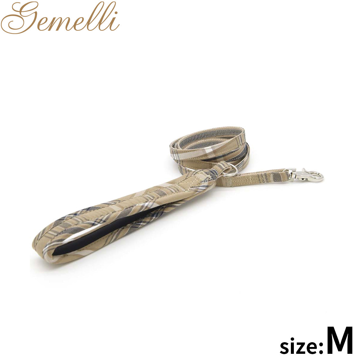 ジェメリ Gemelli タータンチェックリーシュ(リード) M ベージュ