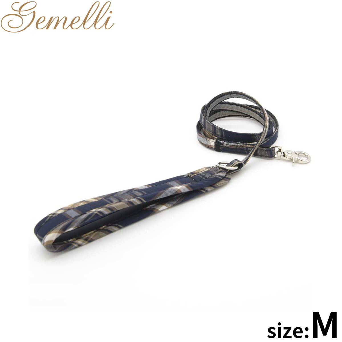 ジェメリ Gemelli タータンチェックリーシュ(リード) M ネイビー
