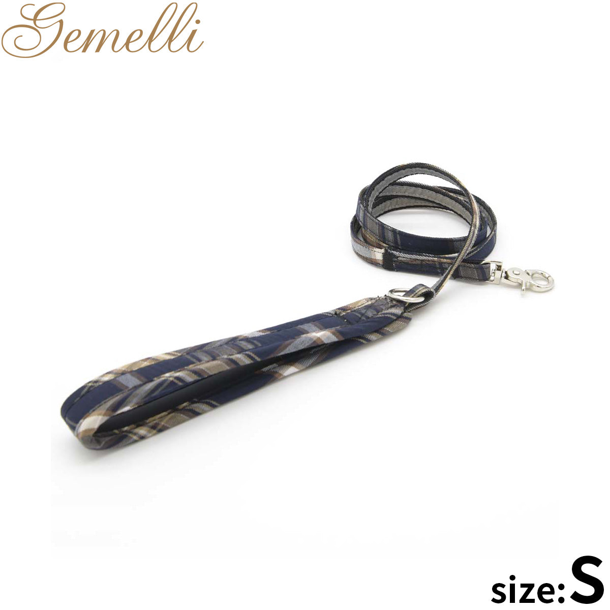 ジェメリ Gemelli タータンチェックリーシュ(リード) S ネイビー