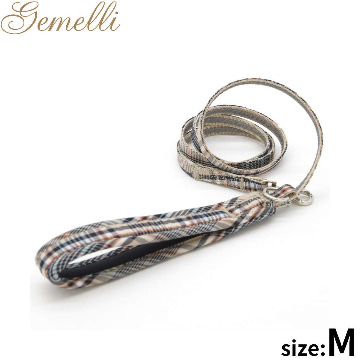 ジェメリ Gemelli クラシカルチェックリーシュ(リード) M ベージュ