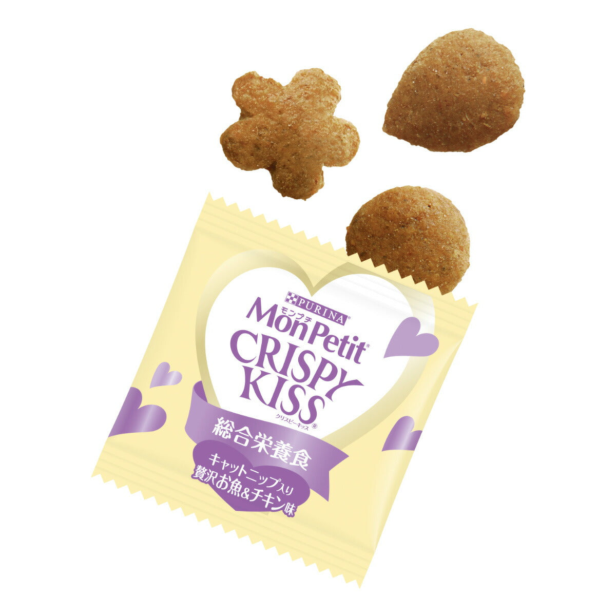 ピュリナ モンプチ クリスピーキッス 総合栄養食 キャットニップ入り贅沢お魚&チキン味 24g(3g×8袋入) 猫用 キャットフード
