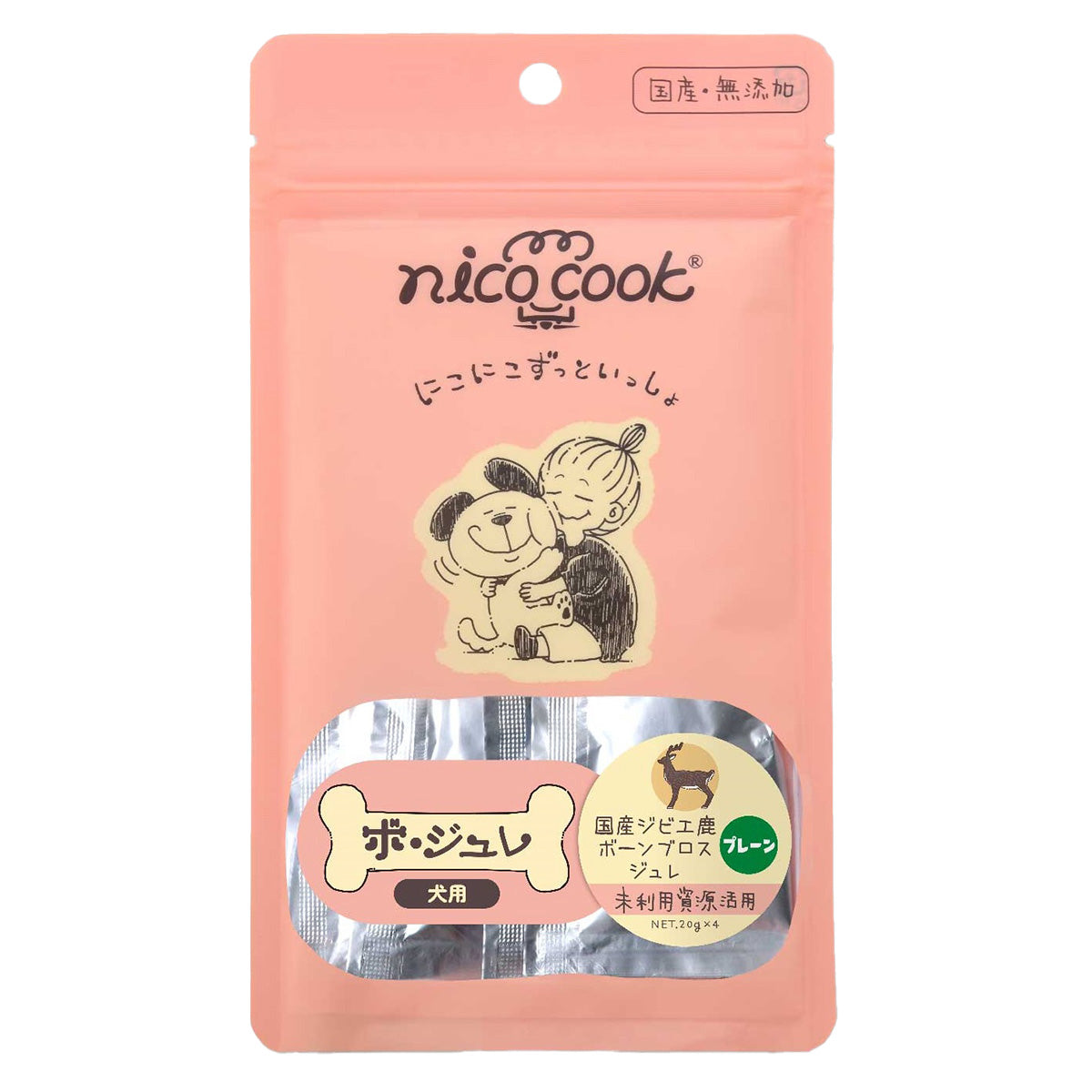 ニコクック nico cook ボジュレ 国産ジビエ鹿ボーンブロスジュレプレーン 犬用おやつ 80g