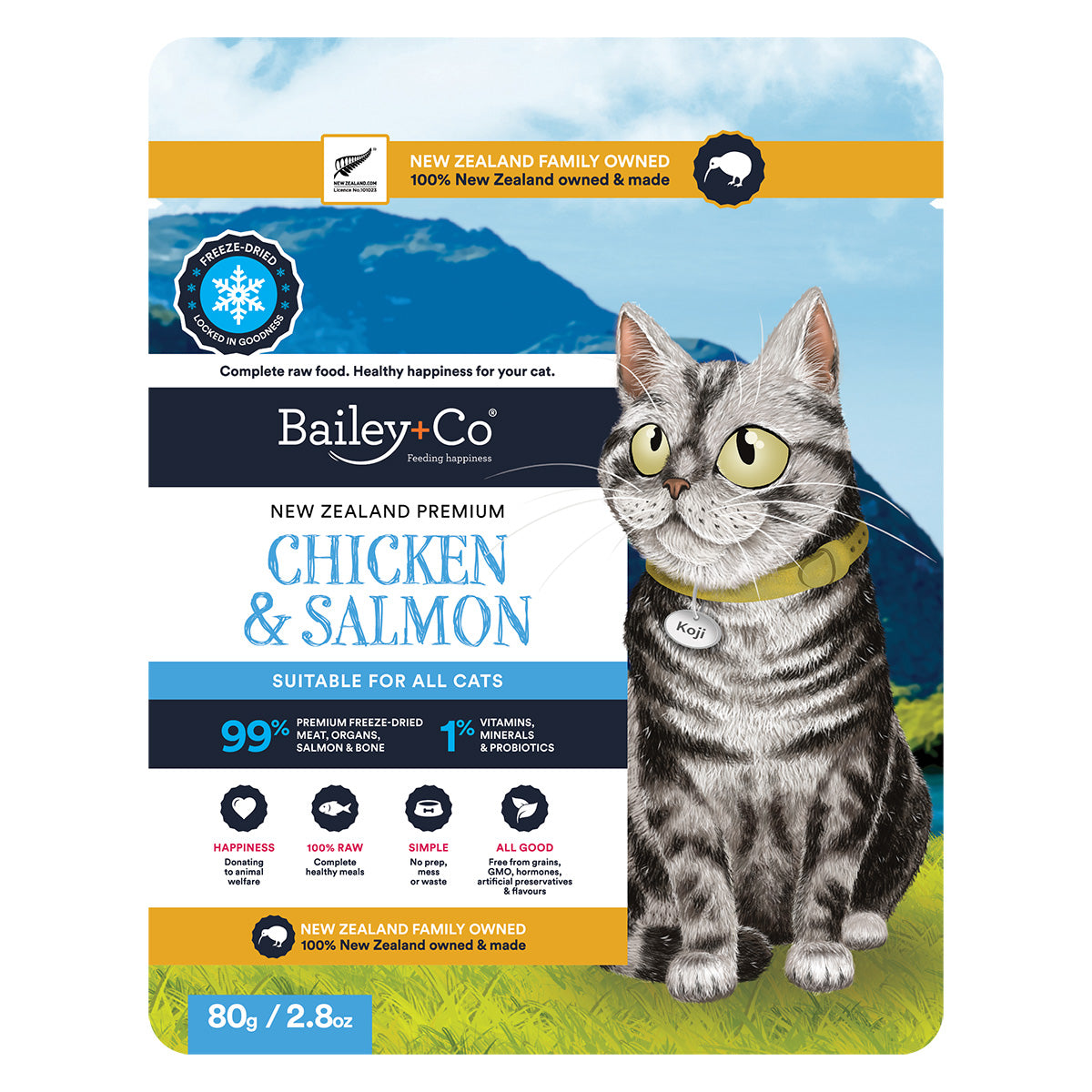 ベイリーコー Bailey+Co フリーズドライ コンプリート チキン&サーモン キャットフード 80g×6個