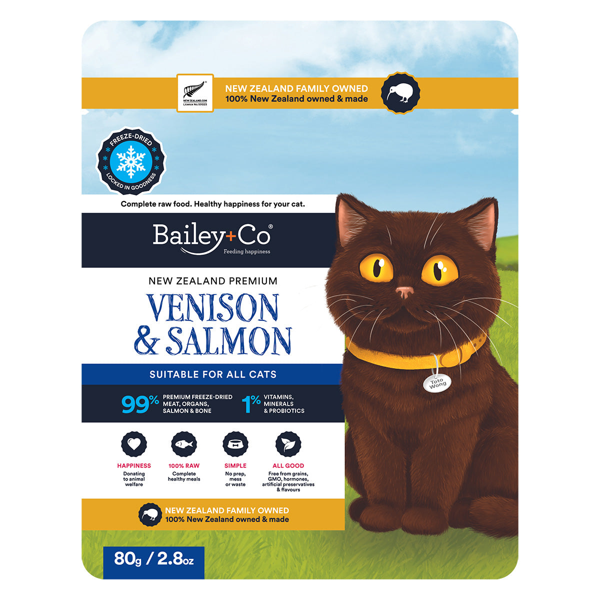 ベイリーコー Bailey+Co フリーズドライ コンプリート ベニソン&サーモン キャットフード 80g×6個